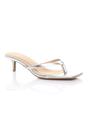 Silver AJVANI Silver Low Kitten Heel Toe Post Slip On Square Toe Sandals, Image 1 of 5