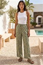 Stone Petite Paisley Print Wide Leg Trouser, Image 1 of 4