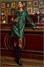 Green Sequin Shift Stretch Dress, Image 7 of 7