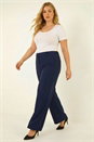 Navy  Curve Tailored Wide Leg Stretch Trouser, Image 2 of 5