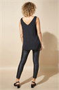 Black V-Neck Sleeveless Vest Top, Image 3 of 5