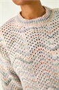 Light Grey Zig Zag Pointelle Knit Jumper, Image 5 of 5