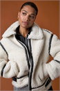 Cream  Borg Fleece Aviator Coat, Image 7 of 7