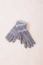 Grey Soft Knit Gloves With Plush Detail, Image 1 of 4