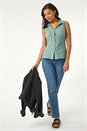 Sage Textured Sleeveless Buttoned Blouse, Image 1 of 5