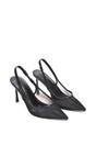 Black XY LONDON Black 'Caroline' Pointed Toe Mesh Slingback Court Shoe Heels, Image 5 of 5
