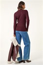 Burgundy Ribbed Detail Knitted Jumper, Image 4 of 7