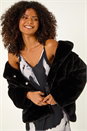 Black Dusk Faux Fur Coat, Image 1 of 7