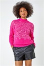 CERISE Fluffy Sequin Embellished Jumper, Image 5 of 6