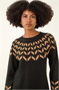 Camel  Chevron Stretch Knit Jumper Dress, Image 4 of 5