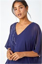 Navy  Embellished Cold Shoulder Overlay Dress, Image 4 of 5