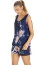 Navy Camille Lingerie Navy Lightweight Floral Print Short Pyjama Set, Image 2 of 2