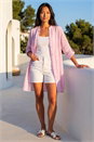 Pink Petite Chambray Buttoned Overshirt, Image 3 of 4