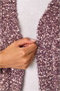 Mauve Speckled Popcorn Knit Cardigan, Image 5 of 5