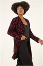 Fuchsia Sequin Velvet Longline Jacket, Image 1 of 5