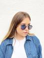 Silver Aviator Sunglasses With Blue Mirror Lenses, Image 4 of 5
