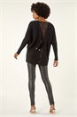 Black V-Neck Lace Back Knit Jumper, Image 3 of 5