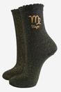 Black Embroiderd Virgo Zodiac Glitter Socks, Image 1 of 2