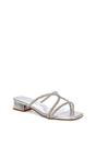 Silver XY LONDON Silver 'Olivia' Strappy Low Block Heel Diamante Sandals With Square Toe, Image 2 of 6