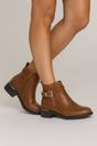 Tan AJVANI Tan Gold Zip Chunky Sole Buckle Ankle Boots, Image 2 of 5