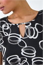 Black Keyhole Detail Abstract Print Top, Image 5 of 5