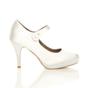 White AJVANI White High Heel Mary Jane Court Shoes, Image 2 of 5