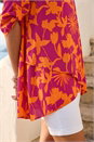 Fuchsia Floral Wrap Hem Tunic Top, Image 4 of 4