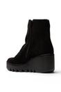 Black Womens Suede-Leather Ankle Boots-BAAN537, Image 4 of 5