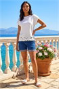 Ivory  Cut Out Hem Stretch Top, Image 4 of 5