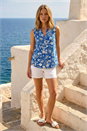Blue Floral Print V-Neck Vest Top, Image 2 of 4