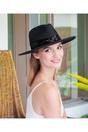 Black Aura - Sequin Trim Straw Fedora - Black, Image 1 of 1