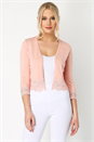 Peach Lace Trim Cropped Shrug, Image 1 of 5