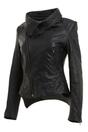 Black Detachable Collar Leather Biker Jacket, Image 2 of 4