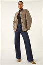 Beige Faux Fur Borg Front Pocket Jacket, Image 3 of 7