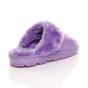 Lilac Faux Fur Lined Slip On Memory Foam Mules Slippers, Image 3 of 5
