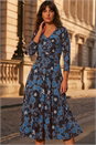 Chocolate Floral Puff Print Cross Dress, Image 1 of 4