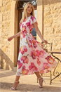 Ivory  Floral Split Sleeve Midi Dress, Image 2 of 4