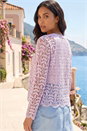 Lilac Crochet Edge To Edge Cardigan, Image 3 of 4