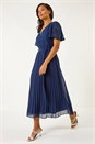 Navy Lace Detail Wrap Midi Dress, Image 1 of 5