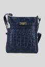 Navy Real Leather Crossbody Bag with Adjustable Strap, Image 1 of 5