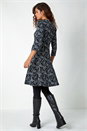 Black Rose Print Cotton Blend Stretch Dress, Image 3 of 5