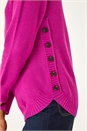 Magenta Textured Curved Hem Jumper, Image 5 of 5