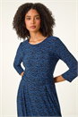Blue Abstract Stretch Ruched Dress, Image 4 of 5