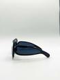 Black Square Oversized Mask Sunglasses in Black, Image 3 of 4