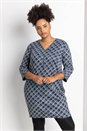 Navy  Curve Check Print Zip Shift Dress, Image 1 of 4