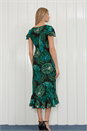 Black Julianna Tropical Leaf Print Bias Cut Dress, Image 2 of 4
