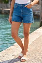 Denim Dusk High Waisted Denim Stretch Shorts, Image 2 of 4