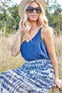 Navy  Tie Dye Gypsy Midi Skirt, Image 4 of 5
