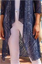 Navy  Mesh Burnout Longline Kimono, Image 4 of 4