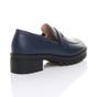 Navy Blue Flat Chunky Heeled Penny Loafers, Image 4 of 5